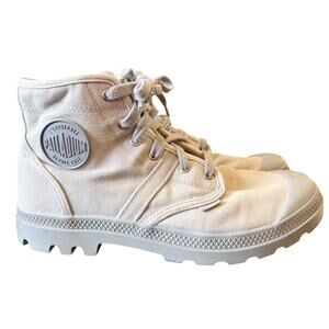 Palladium Pampa Hi Canvas Boots Sneakers Sz 10.5 Mens Gray Utility Military Gorp
